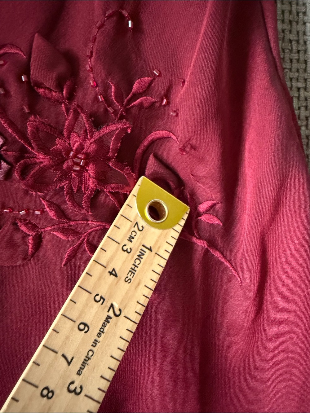 Adrianna Papell Evening Beaded Dress Floral Fairy Burgundy Y2K 12P Asymmetrical - Picture 9 of 12
